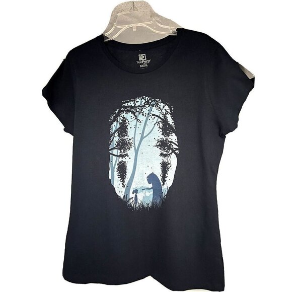 Teefury ET Navy Blue Mashup Graphic T-Shirt 3XL Cotton Stretch Movie Parody New - Picture 1 of 4